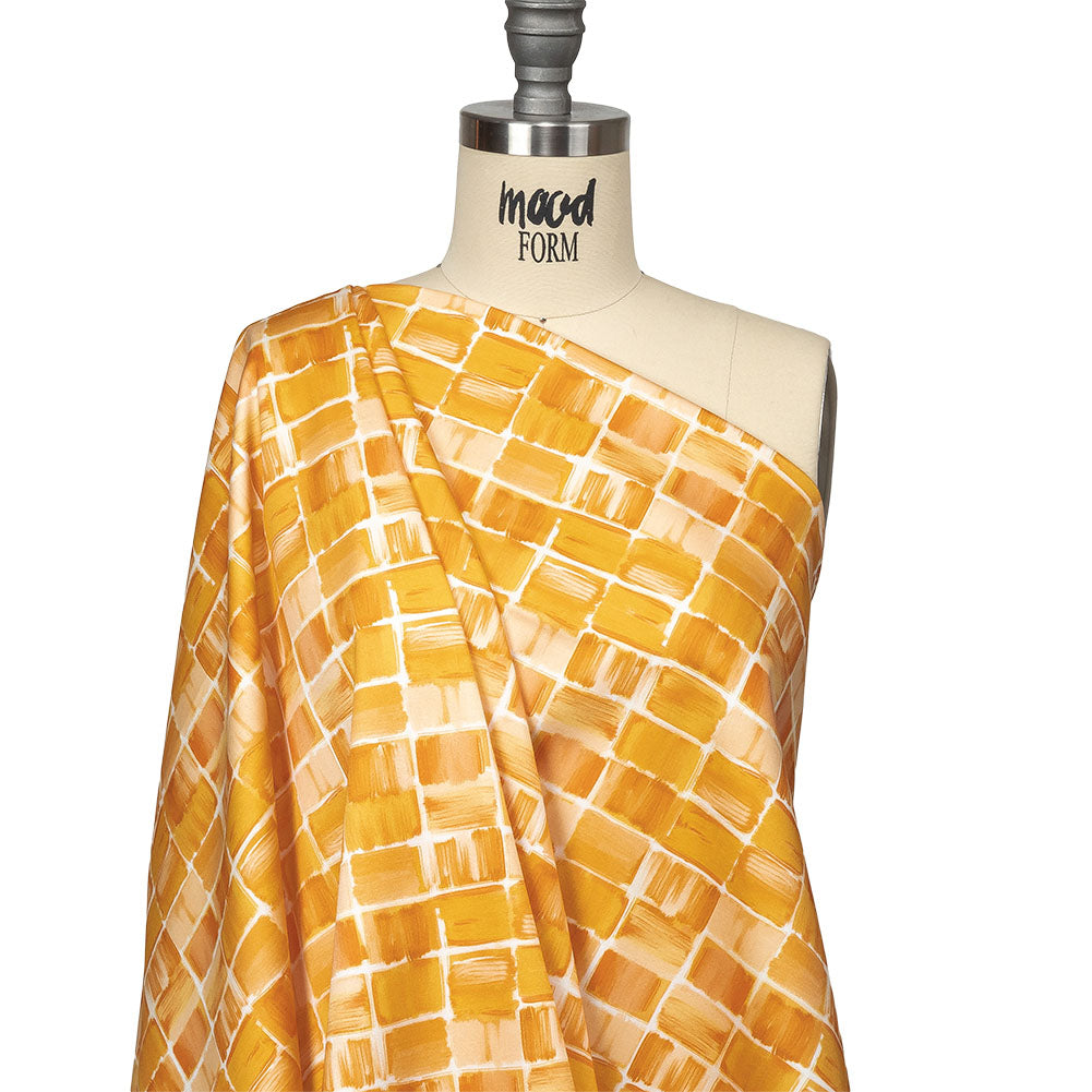 Stretch Cotton Sateen - Yellow Painted Squares - Swatch Me Print - Mood Exclusive Citrus Collection - Drape Stretch Cotton Sateen - Yellow Painted Squares - Swatch Me Print - Mood Exclusive Citrus Collection - Drape