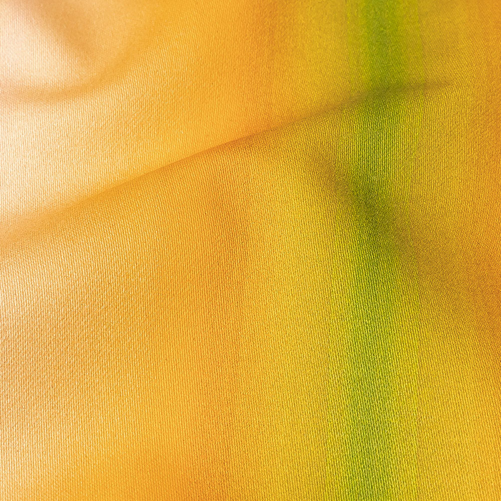 Stretch Cotton Sateen - Green and Yellow Gradient Stripes - Marmalade Parade Print - Mood Exclusive Citrus Collection - Detail Stretch Cotton Sateen - Green and Yellow Gradient Stripes - Marmalade Parade Print - Mood Exclusive Citrus Collection - Detail