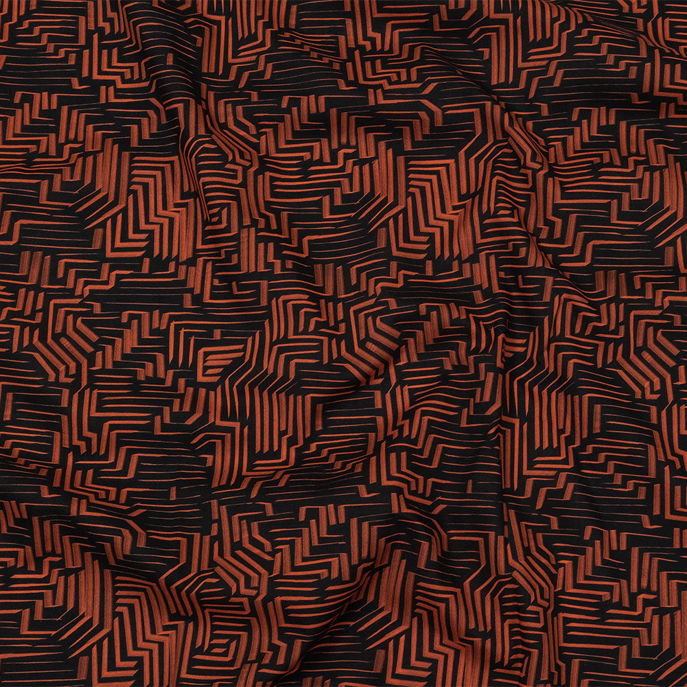 Cotton Voile - Black and Orange Geometric Lines - Ci-Trust the Process Print - Mood Exclusive Citrus Collection Cotton Voile - Black and Orange Geometric Lines - Ci-Trust the Process Print - Mood Exclusive Citrus Collection