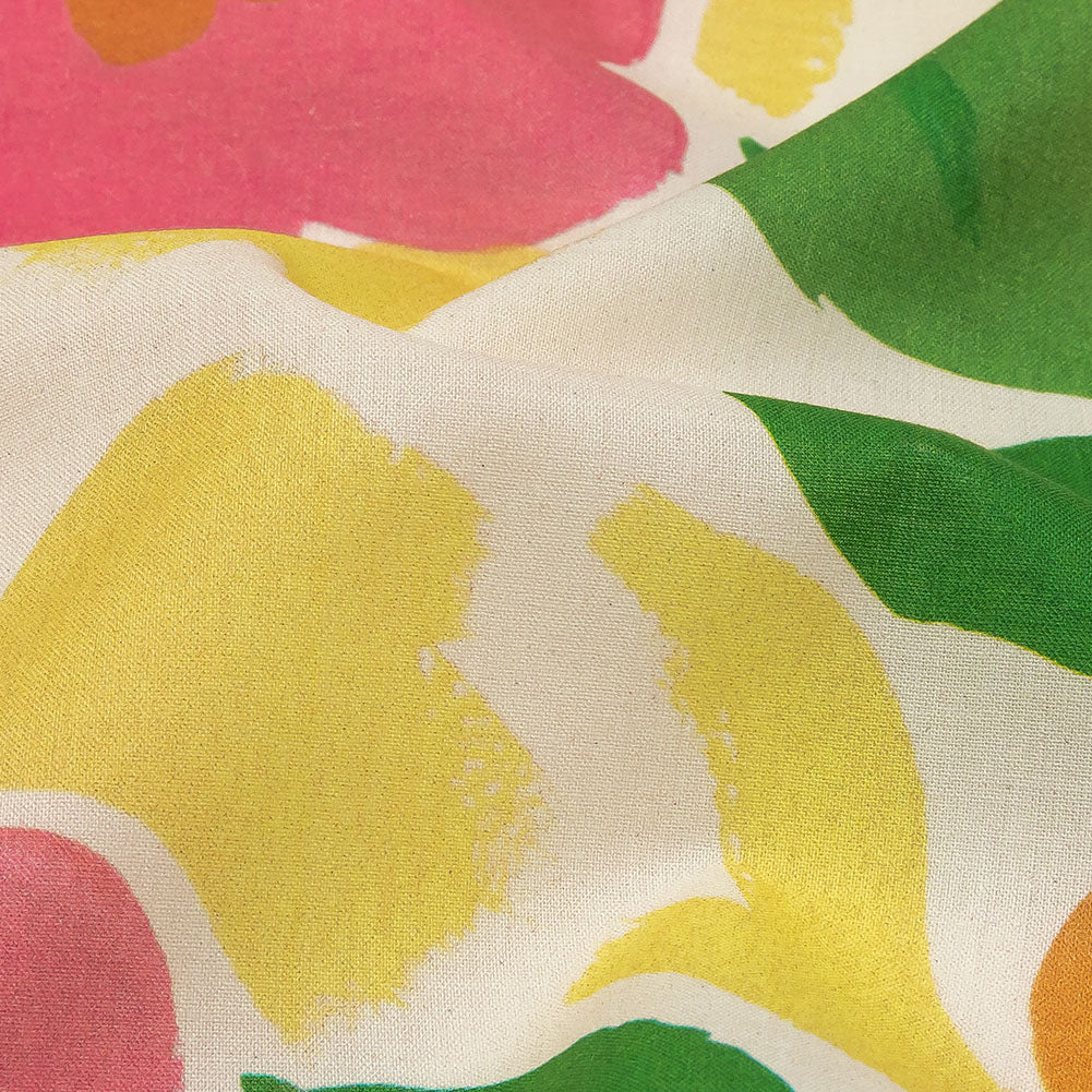 Cotton Voile - Pink and Orange Simplistic Floral - Chalk Party Print - Mood Exclusive Citrus Collection - Detail Cotton Voile - Pink and Orange Simplistic Floral - Chalk Party Print - Mood Exclusive Citrus Collection - Detail