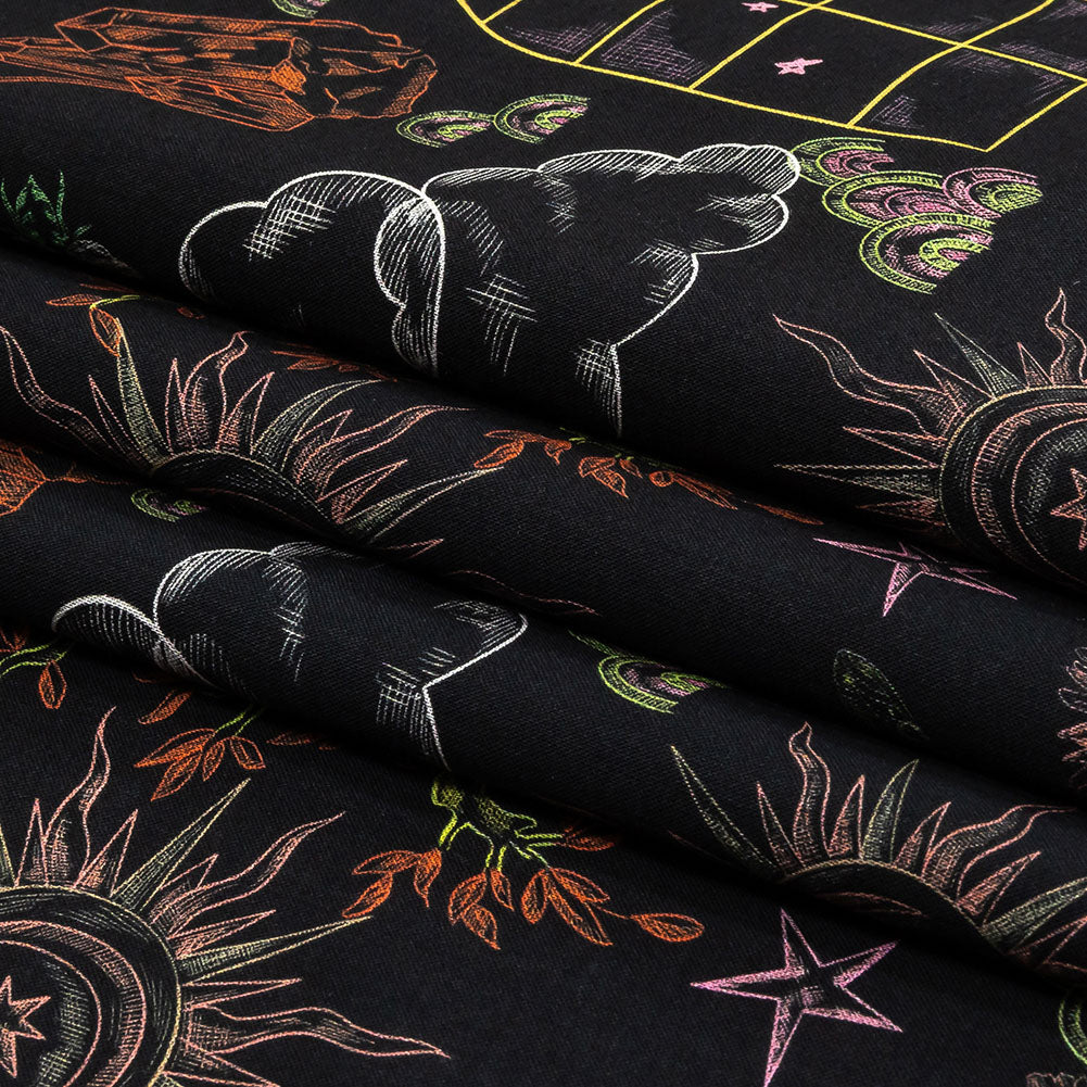 Cotton Voile - Black Trees and Windows - Summer Nights Print - Mood Exclusive Citrus Collection - Folded Cotton Voile - Black Trees and Windows - Summer Nights Print - Mood Exclusive Citrus Collection - Folded