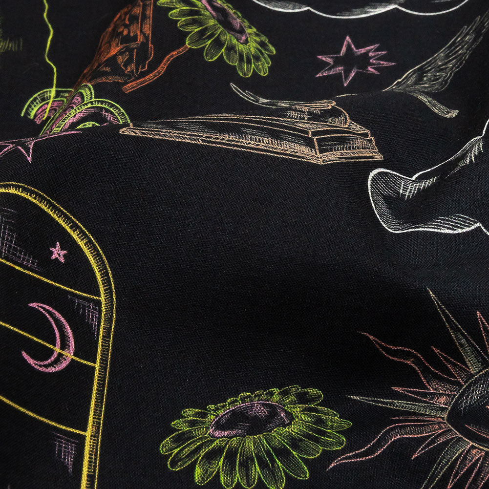 Cotton Voile - Black Trees and Windows - Summer Nights Print - Mood Exclusive Citrus Collection - Detail Cotton Voile - Black Trees and Windows - Summer Nights Print - Mood Exclusive Citrus Collection - Detail