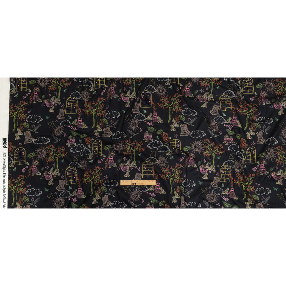 Cotton Voile - Black Trees and Windows - Summer Nights Print - Mood Exclusive Citrus Collection - Full Cotton Voile - Black Trees and Windows - Summer Nights Print - Mood Exclusive Citrus Collection - Full