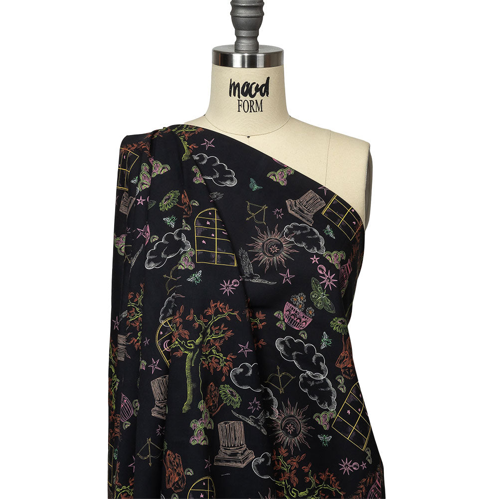 Cotton Voile - Black Trees and Windows - Summer Nights Print - Mood Exclusive Citrus Collection - Drape Cotton Voile - Black Trees and Windows - Summer Nights Print - Mood Exclusive Citrus Collection - Drape