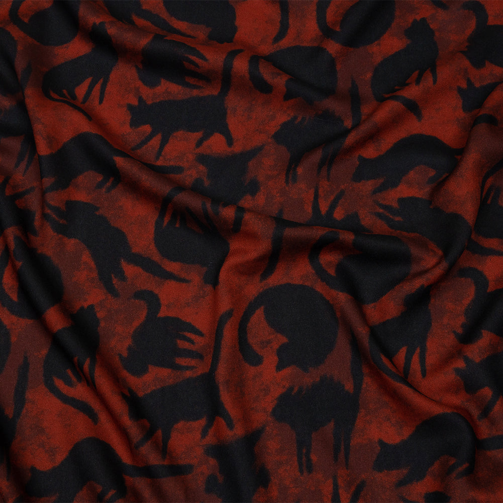 Rayon Batiste - Red and Black Cats - Black Cat Print - Mood Exclusive Nevermore Collection Rayon Batiste - Red and Black Cats - Black Cat Print - Mood Exclusive Nevermore Collection