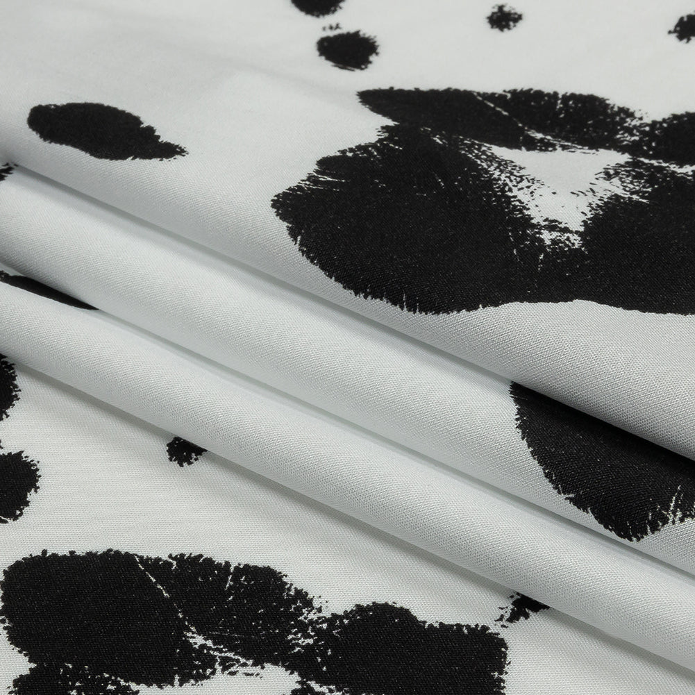 Rayon Batiste - Black and White Handprints - Bakersfield Print - Mood Exclusive Abandoned Collection - Folded Rayon Batiste - Black and White Handprints - Bakersfield Print - Mood Exclusive Abandoned Collection - Folded
