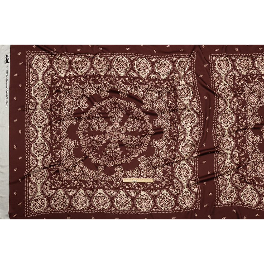 Rayon Challis - Beige and Burgundy Paisley - Impressions in Time Print - Mood Exclusive Rockland Collection - Full Rayon Challis - Beige and Burgundy Paisley - Impressions in Time Print - Mood Exclusive Rockland Collection - Full