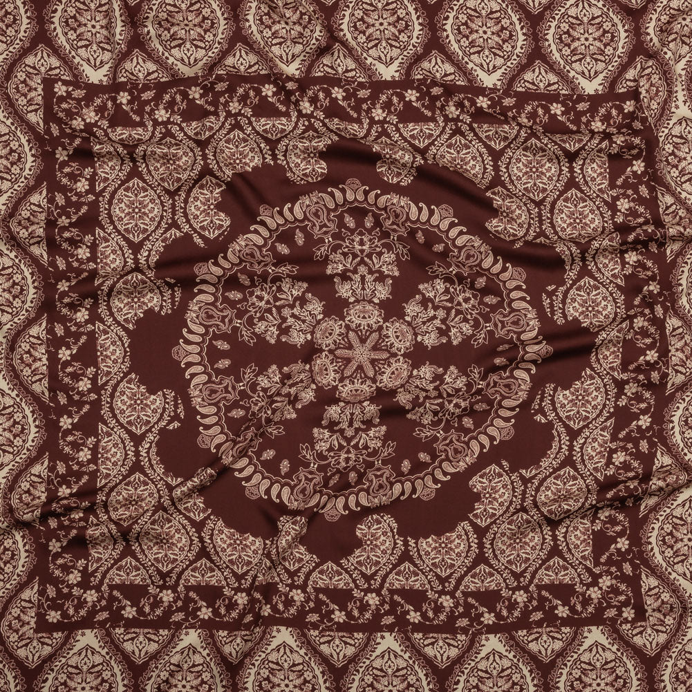 Rayon Challis - Beige and Burgundy Paisley - Impressions in Time Print - Mood Exclusive Rockland Collection Rayon Challis - Beige and Burgundy Paisley - Impressions in Time Print - Mood Exclusive Rockland Collection