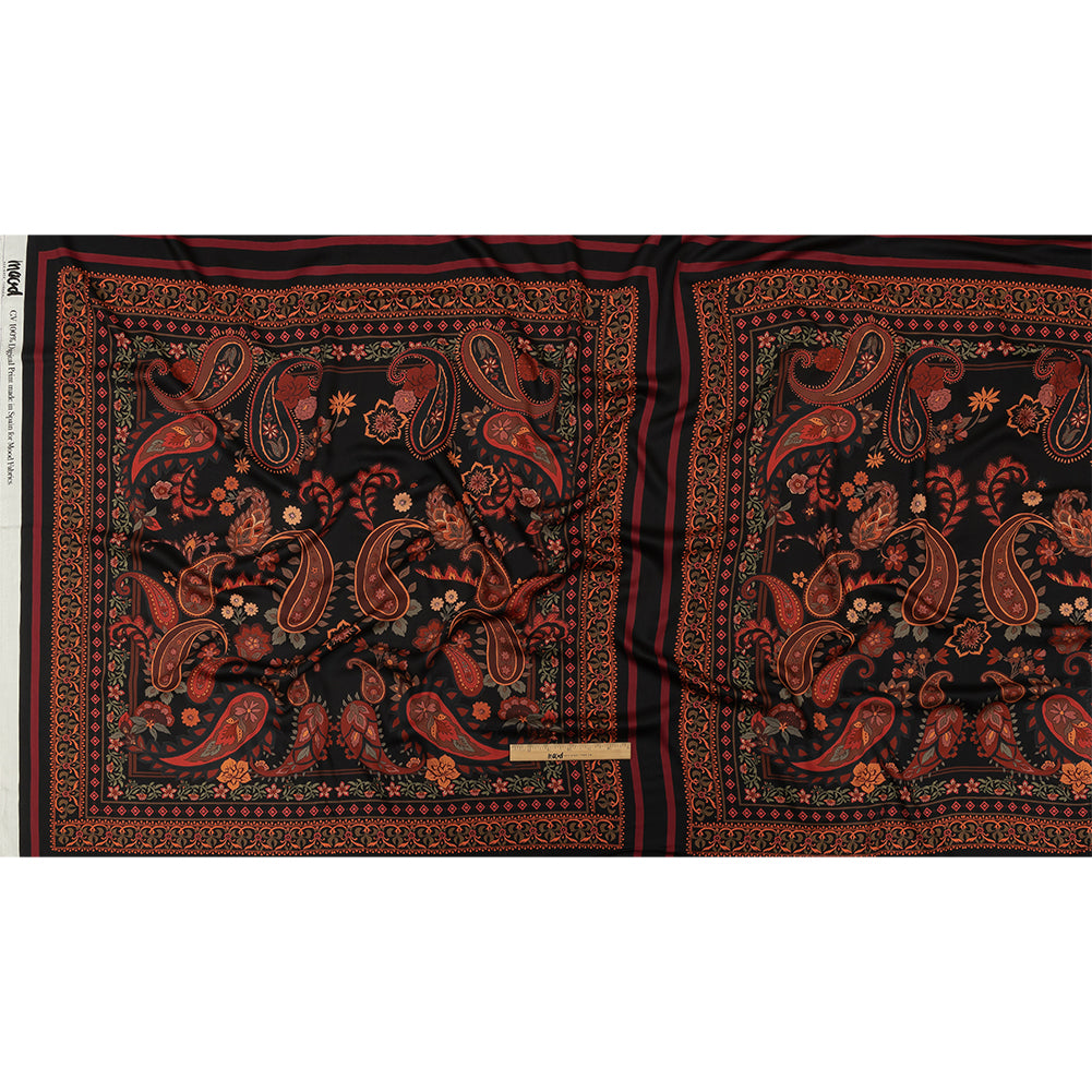Rayon Challis - Black and Red Paisley - Kaleidoscope Dreams Print - Mood Exclusive Rockland Collection - Full Rayon Challis - Black and Red Paisley - Kaleidoscope Dreams Print - Mood Exclusive Rockland Collection - Full