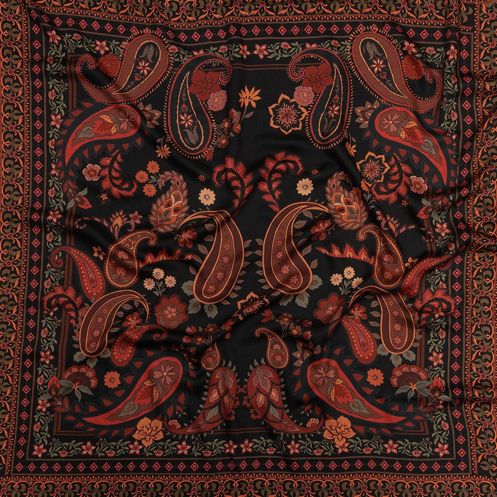 Rayon Challis - Black and Red Paisley - Kaleidoscope Dreams Print - Mood Exclusive Rockland Collection Rayon Challis - Black and Red Paisley - Kaleidoscope Dreams Print - Mood Exclusive Rockland Collection