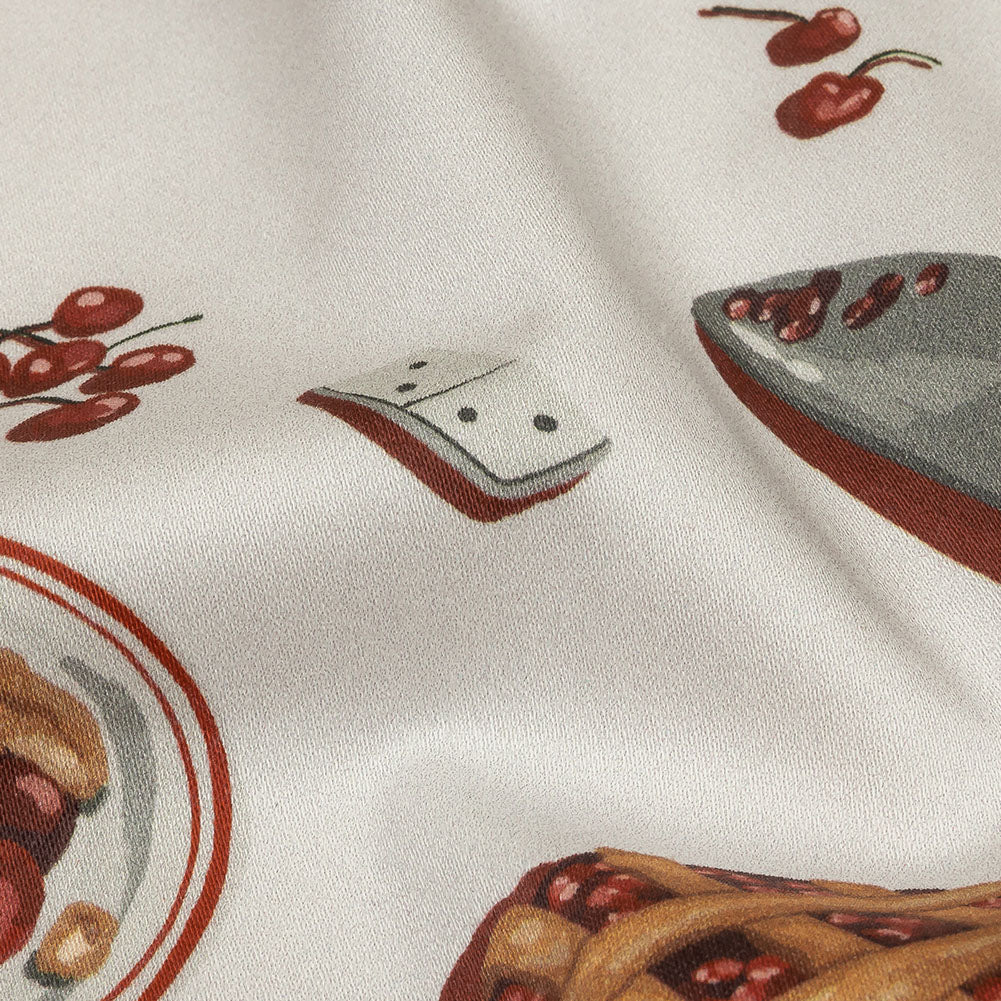 Stretch Cotton Sateen - White Cherry Pies - Baked Fresh Print - Mood Exclusive Rockland Collection - Detail Stretch Cotton Sateen - White Cherry Pies - Baked Fresh Print - Mood Exclusive Rockland Collection - Detail