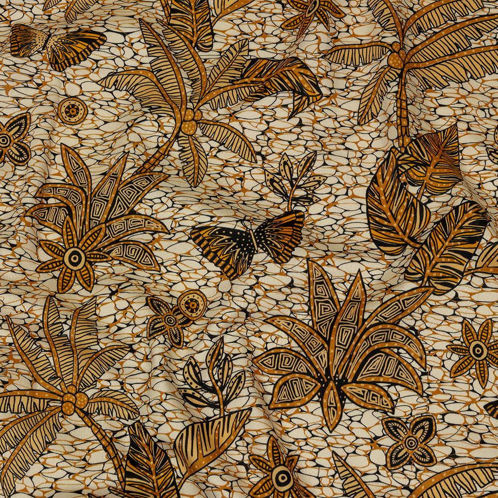 Stretch Cotton Sateen - Orange and White Palm Trees - Sunny Summers Print - Mood Exclusive Rockland Collection Stretch Cotton Sateen - Orange and White Palm Trees - Sunny Summers Print - Mood Exclusive Rockland Collection
