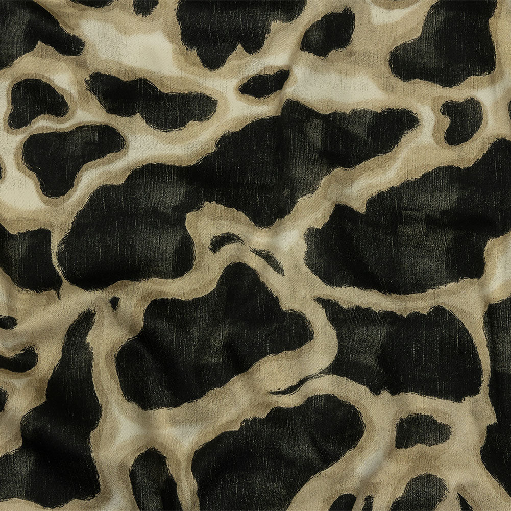 Stretch Cotton Sateen - Black and Beige Abstract Spots - Fragments of Memory Print - Mood Exclusive Rockland Collection Stretch Cotton Sateen - Black and Beige Abstract Spots - Fragments of Memory Print - Mood Exclusive Rockland Collection