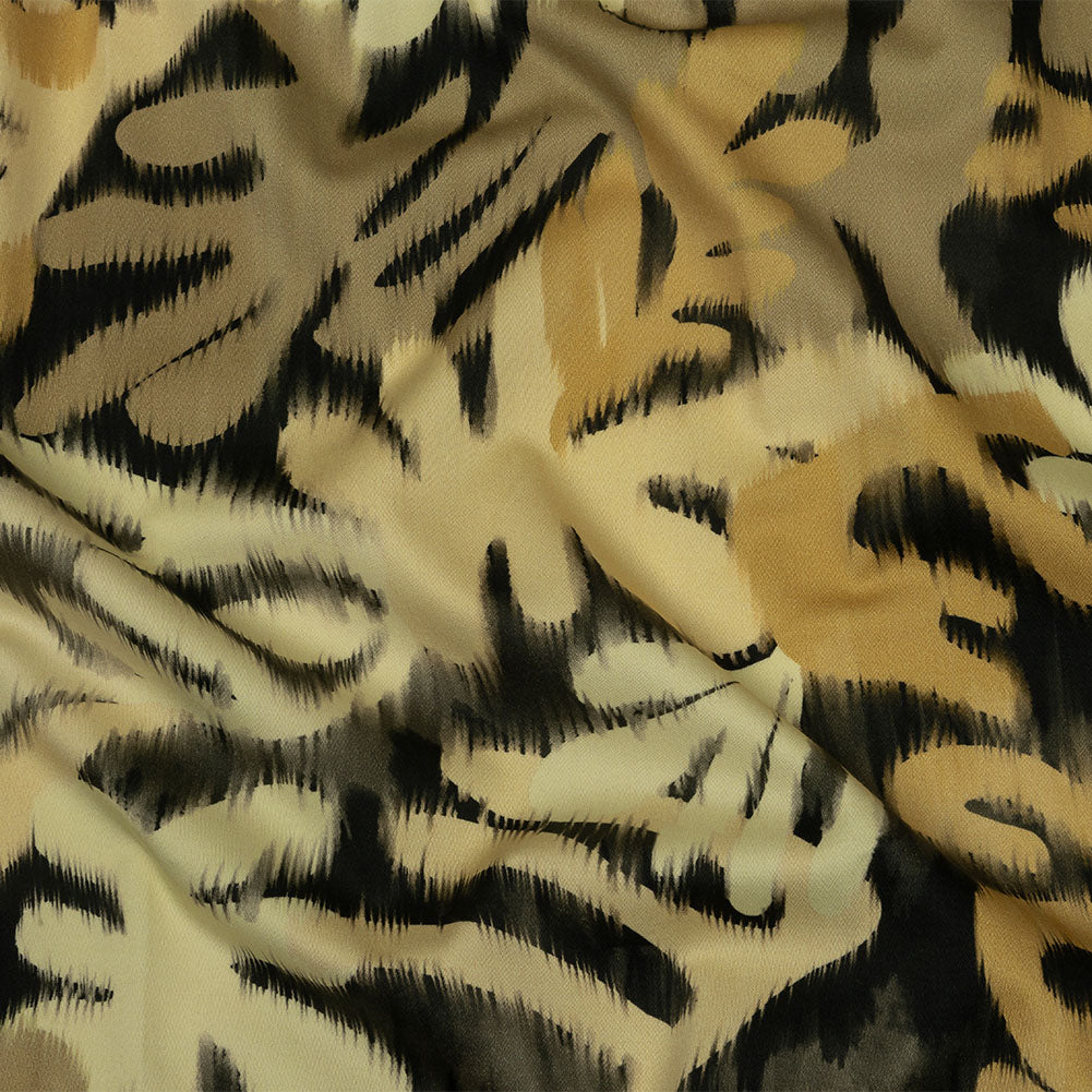 Stretch Cotton Sateen - Black and Beige Ikat Leaves - Things We Leave Behind Print - Mood Exclusive Rockland Collection Stretch Cotton Sateen - Black and Beige Ikat Leaves - Things We Leave Behind Print - Mood Exclusive Rockland Collection