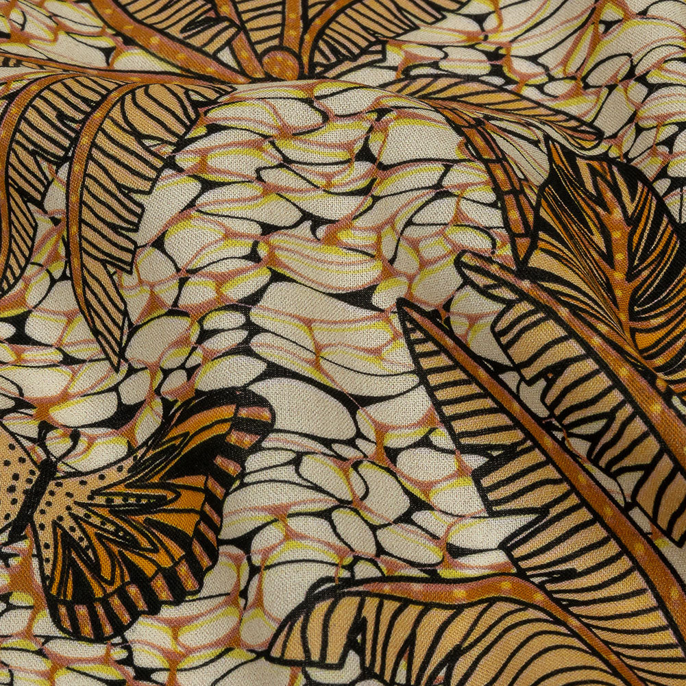 Cotton Voile - Orange and White Palm Trees - Sunny Summers Print - Mood Exclusive Rockland Collection - Detail Cotton Voile - Orange and White Palm Trees - Sunny Summers Print - Mood Exclusive Rockland Collection - Detail