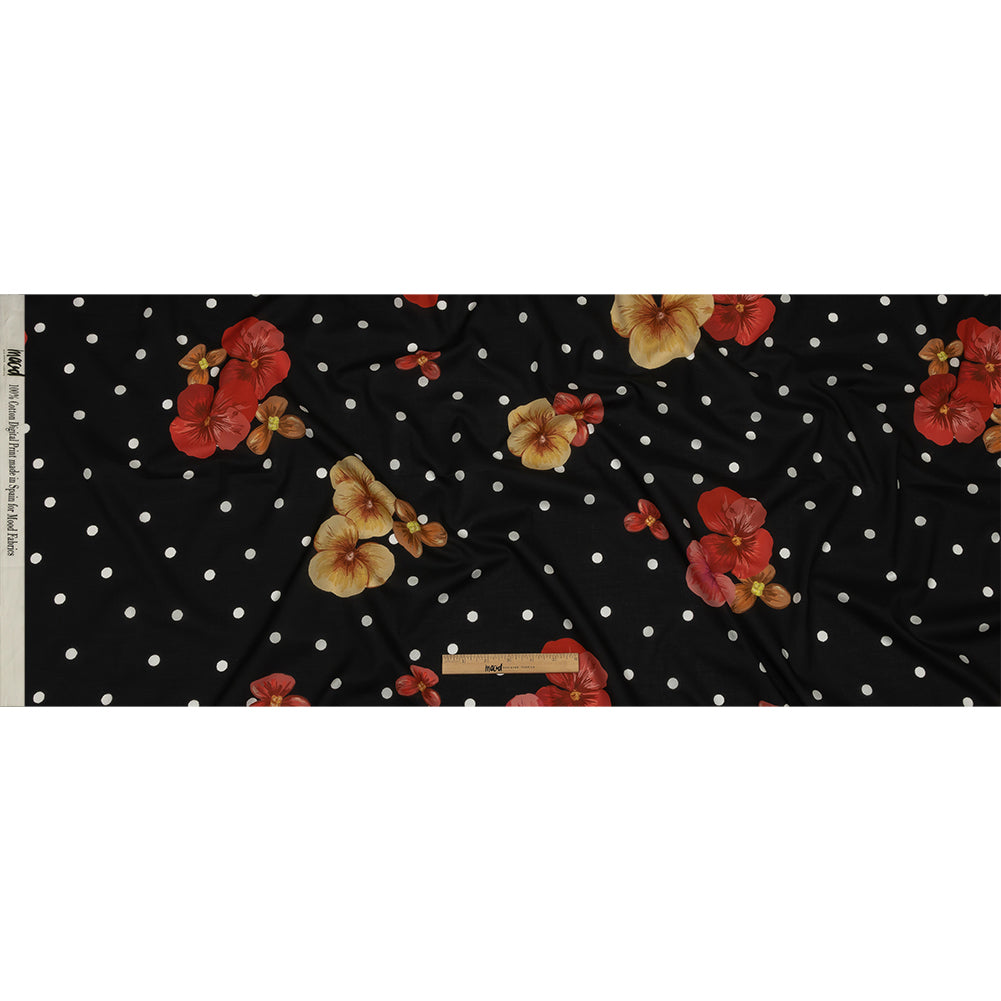 Cotton Voile - Black Floral and Polka Dots - Treasures Renewed Print - Mood Exclusive Rockland Collection - Full Cotton Voile - Black Floral and Polka Dots - Treasures Renewed Print - Mood Exclusive Rockland Collection - Full