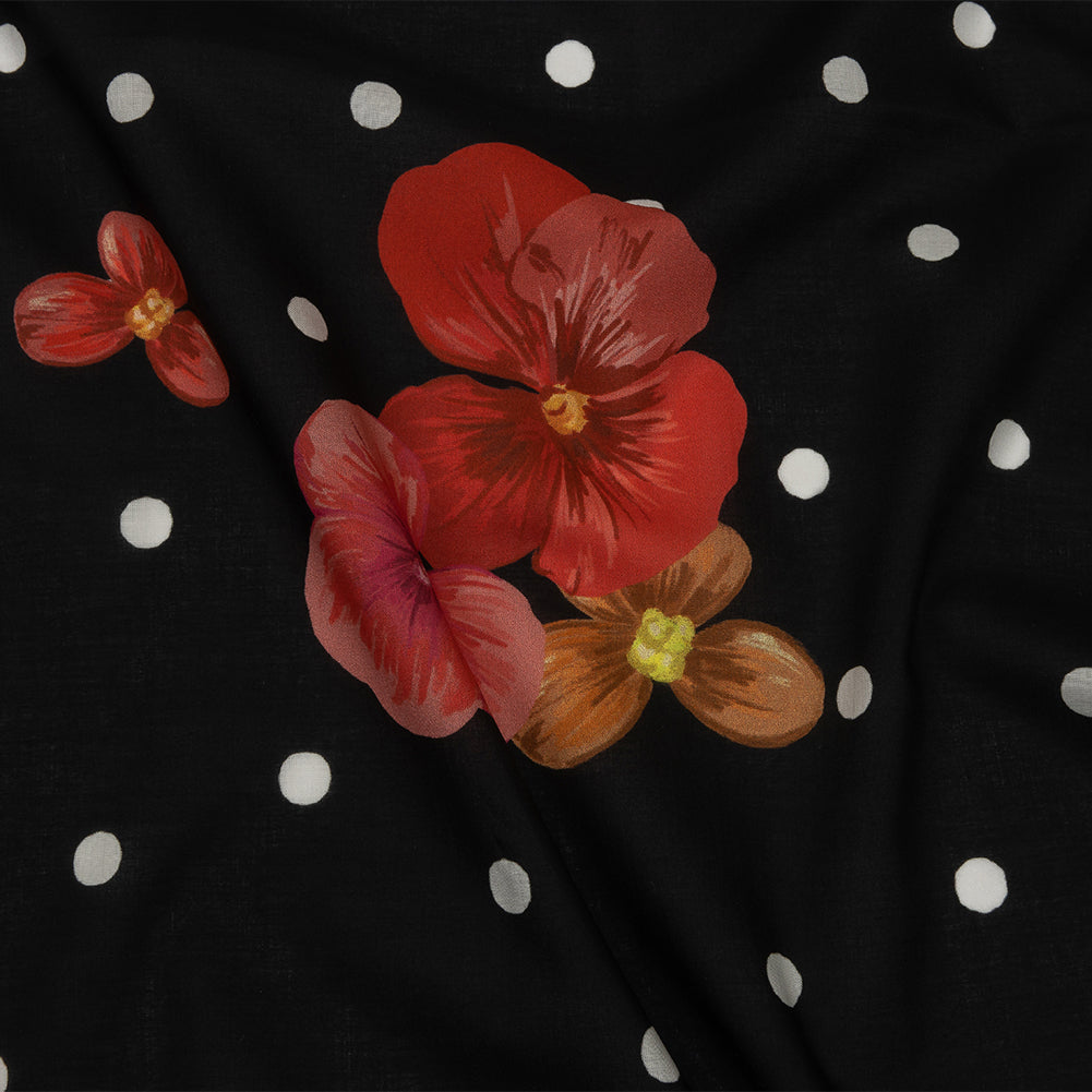 Cotton Voile - Black Floral and Polka Dots - Treasures Renewed Print - Mood Exclusive Rockland Collection Cotton Voile - Black Floral and Polka Dots - Treasures Renewed Print - Mood Exclusive Rockland Collection
