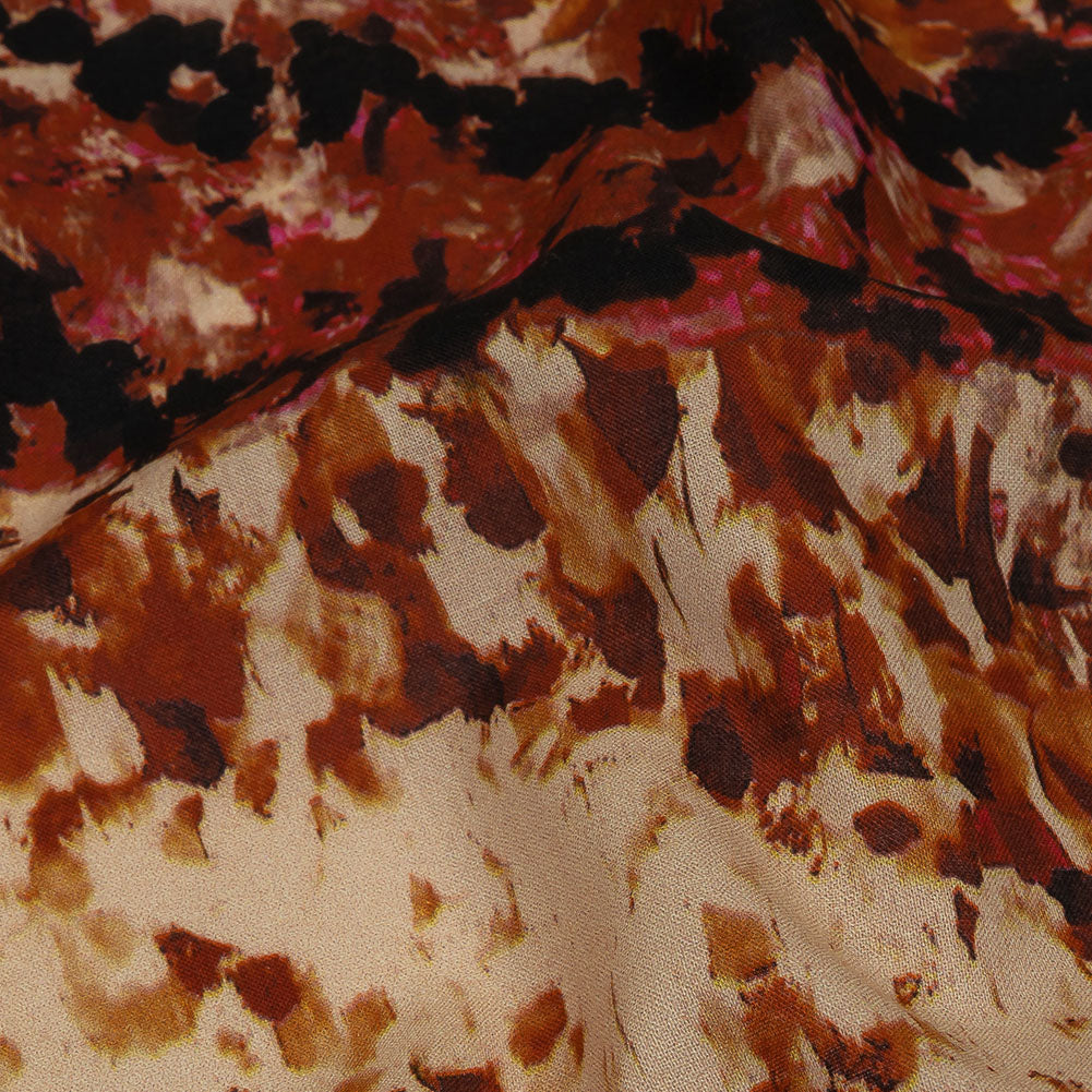 Cotton Voile - Beige and Orange Abstract - Summit Sketches Print - Mood Exclusive Rockland Collection - Detail Cotton Voile - Beige and Orange Abstract - Summit Sketches Print - Mood Exclusive Rockland Collection - Detail