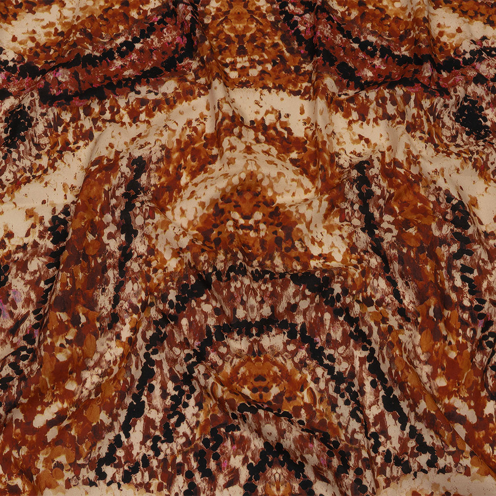 Cotton Voile - Beige and Orange Abstract - Summit Sketches Print - Mood Exclusive Rockland Collection Cotton Voile - Beige and Orange Abstract - Summit Sketches Print - Mood Exclusive Rockland Collection