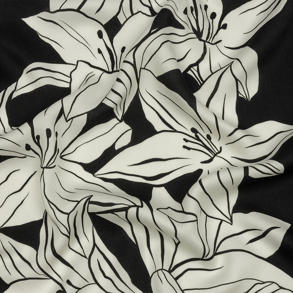 Rayon Challis - Black Floral - Central Park Spring Print - Mood Exclusive Metro Collection Rayon Challis - Black Floral - Central Park Spring Print - Mood Exclusive Metro Collection
