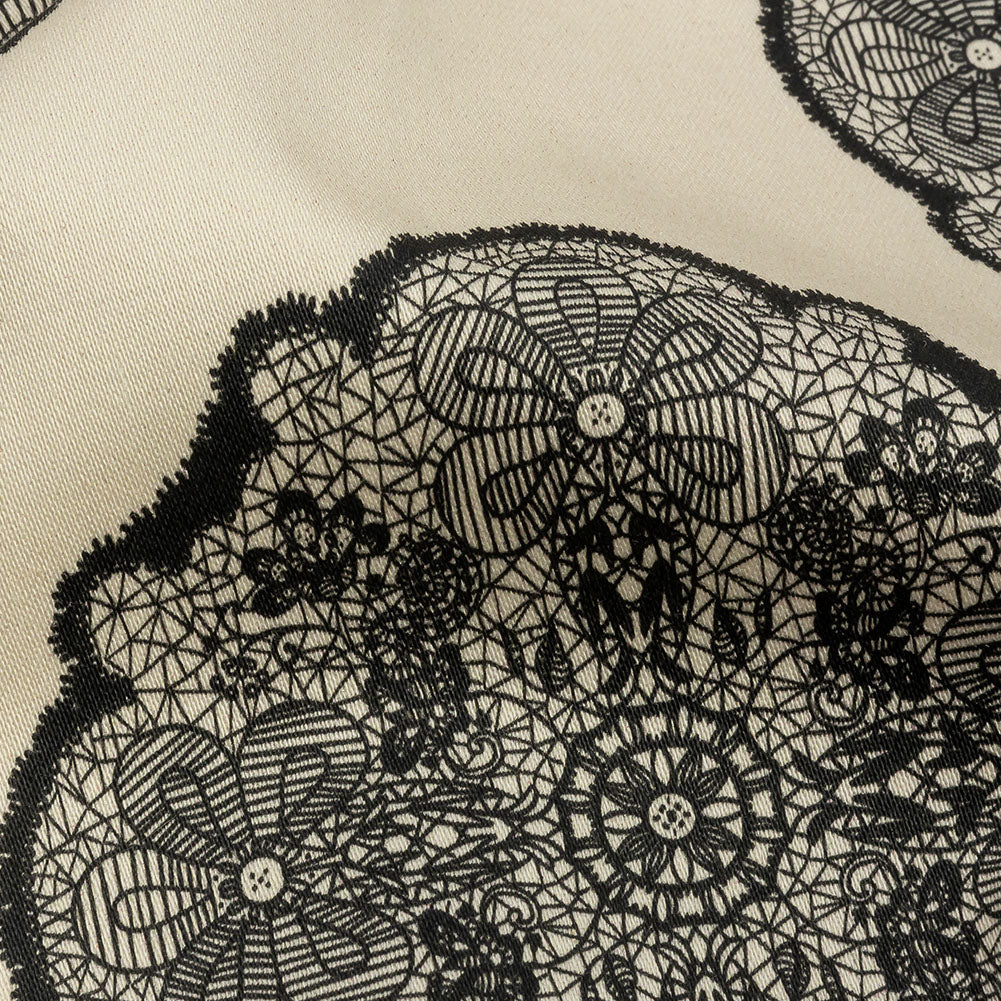 Stretch Cotton Sateen - White Lacy Medallions - Cathedral Windows Print - Mood Exclusive Metro Collection - Detail Stretch Cotton Sateen - White Lacy Medallions - Cathedral Windows Print - Mood Exclusive Metro Collection - Detail