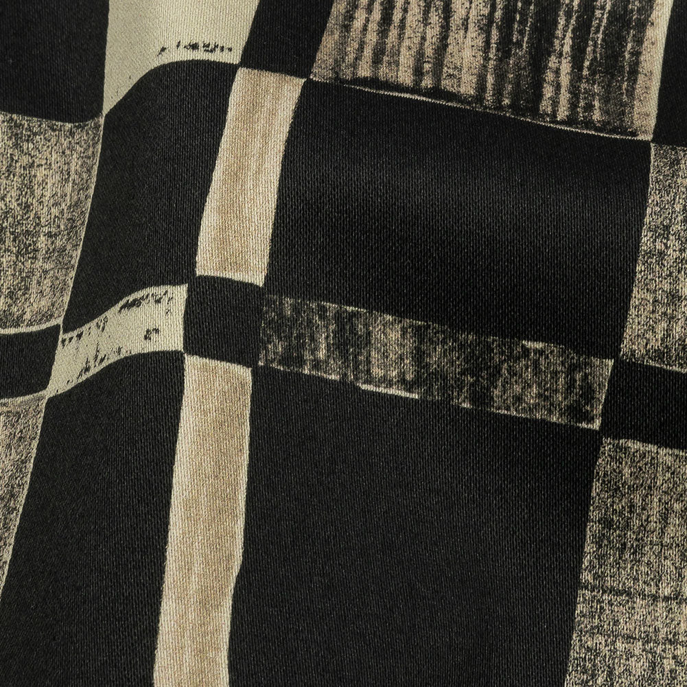 Stretch Cotton Sateen - Black and White Checks - City Blocked Print - Mood Exclusive Metro Collection - Detail Stretch Cotton Sateen - Black and White Checks - City Blocked Print - Mood Exclusive Metro Collection - Detail