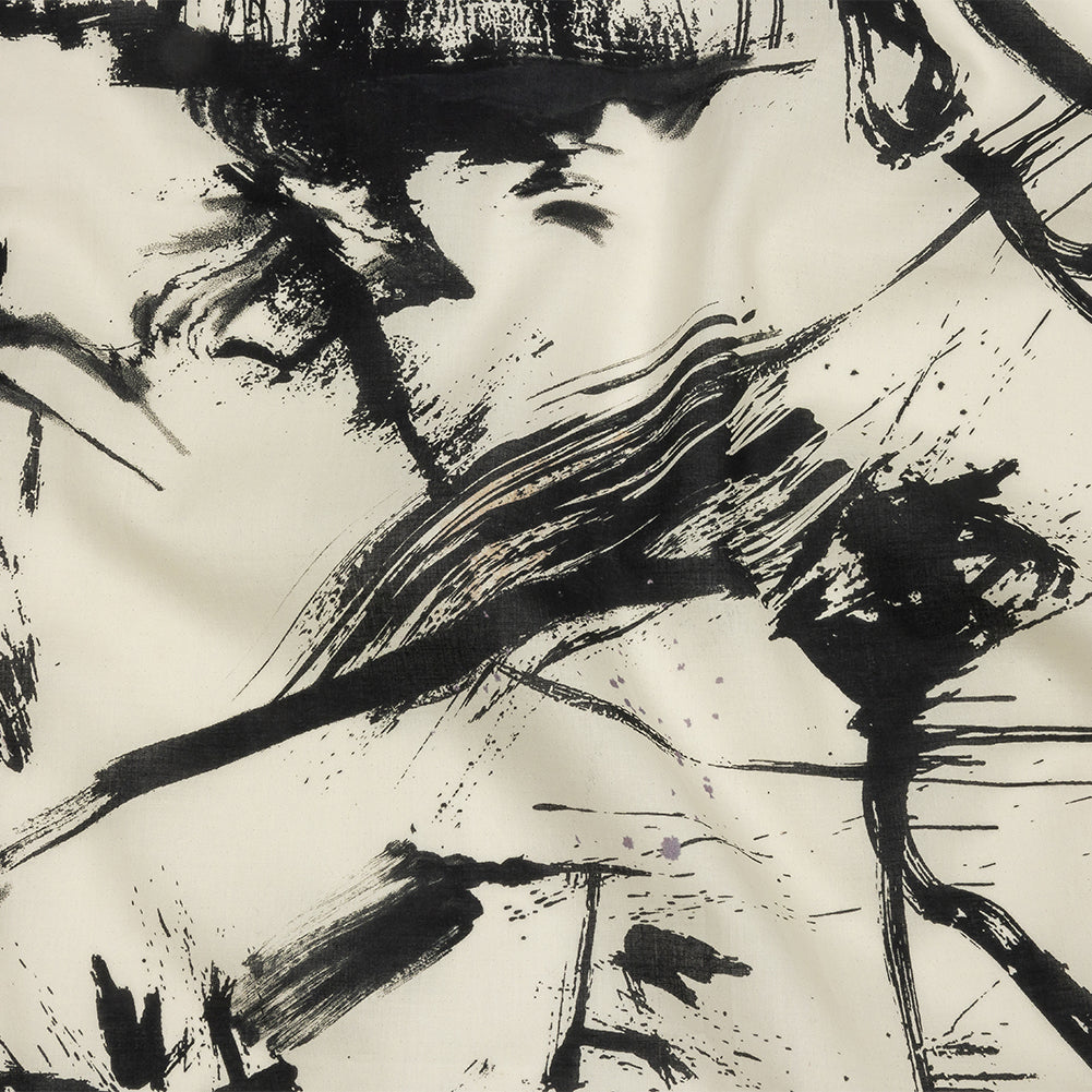 Cotton Voile - Black and White Abstract - Subway Lines Print - Mood Exclusive Metro Collection Cotton Voile - Black and White Abstract - Subway Lines Print - Mood Exclusive Metro Collection