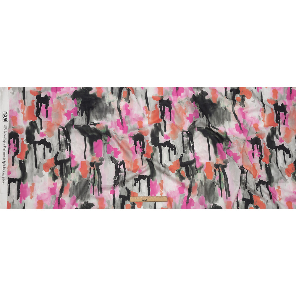 Cotton Voile - Pink and Orange Abstract Paint Drips - Painted Aspirations Print - Mood Exclusive Metro Collection - Full Cotton Voile - Pink and Orange Abstract Paint Drips - Painted Aspirations Print - Mood Exclusive Metro Collection - Full