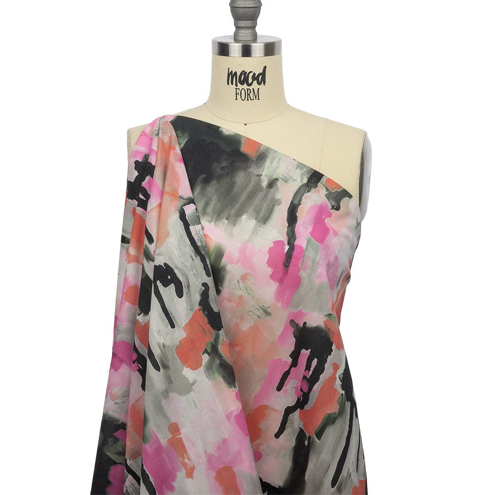 Cotton Voile - Pink and Orange Abstract Paint Drips - Painted Aspirations Print - Mood Exclusive Metro Collection - Drape Cotton Voile - Pink and Orange Abstract Paint Drips - Painted Aspirations Print - Mood Exclusive Metro Collection - Drape
