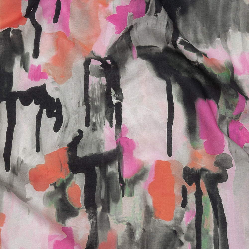 Cotton Voile - Pink and Orange Abstract Paint Drips - Painted Aspirations Print - Mood Exclusive Metro Collection Cotton Voile - Pink and Orange Abstract Paint Drips - Painted Aspirations Print - Mood Exclusive Metro Collection