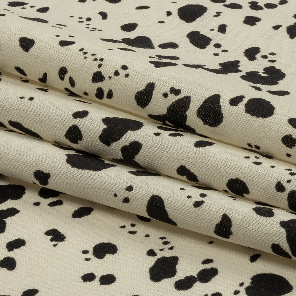 Linen and Rayon Woven - Black and White Dalmatian Spots - Fire Dogs Print - Mood Exclusive Metro Collection - Folded Linen and Rayon Woven - Black and White Dalmatian Spots - Fire Dogs Print - Mood Exclusive Metro Collection - Folded