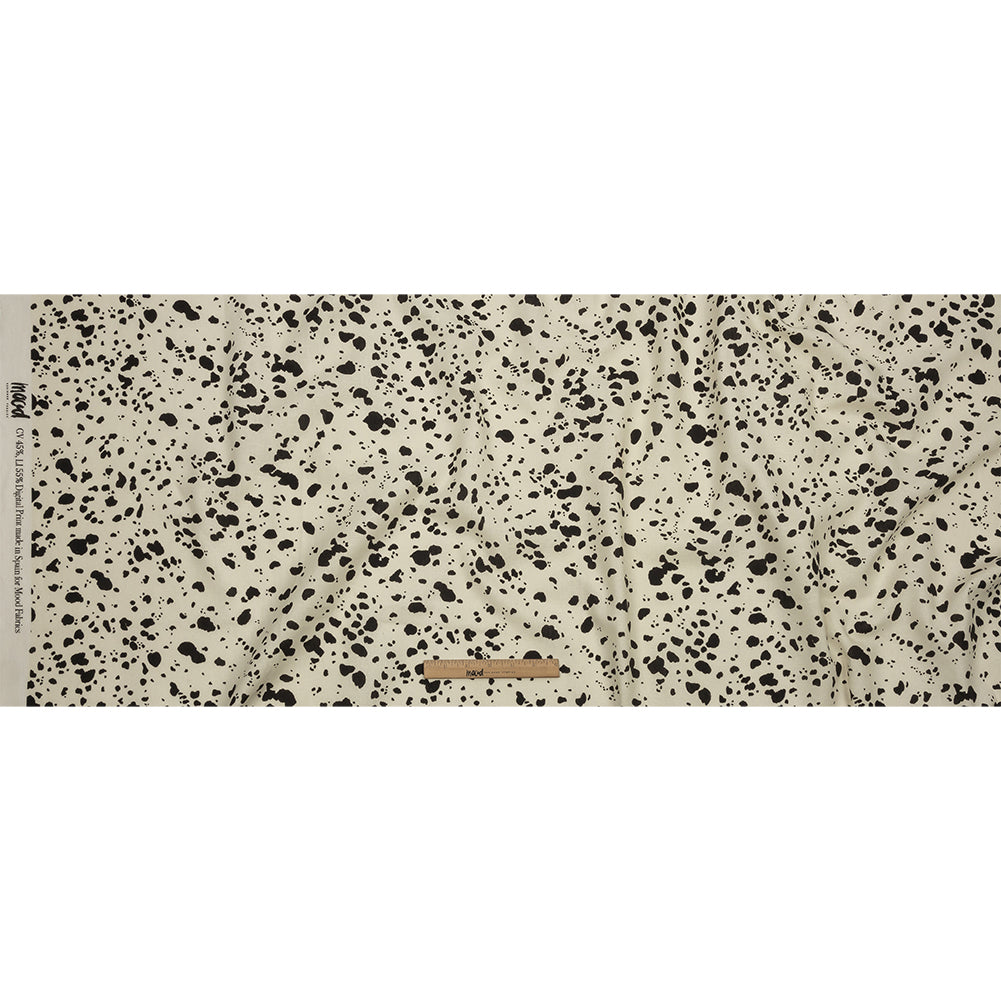 Linen and Rayon Woven - Black and White Dalmatian Spots - Fire Dogs Print - Mood Exclusive Metro Collection - Full Linen and Rayon Woven - Black and White Dalmatian Spots - Fire Dogs Print - Mood Exclusive Metro Collection - Full
