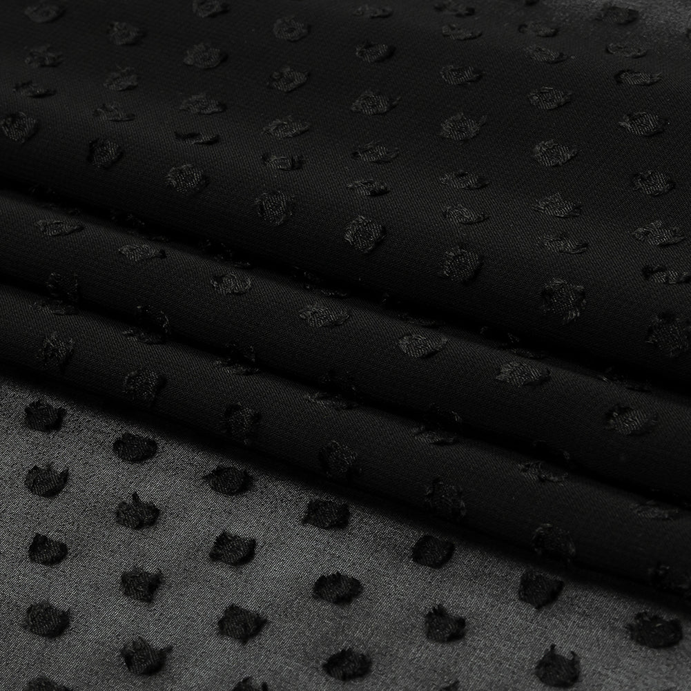 Polyester Swiss Dot - Black - Mood Exclusive Annamae Collection Folded Polyester Swiss Dot - Black - Mood Exclusive Annamae Collection Folded