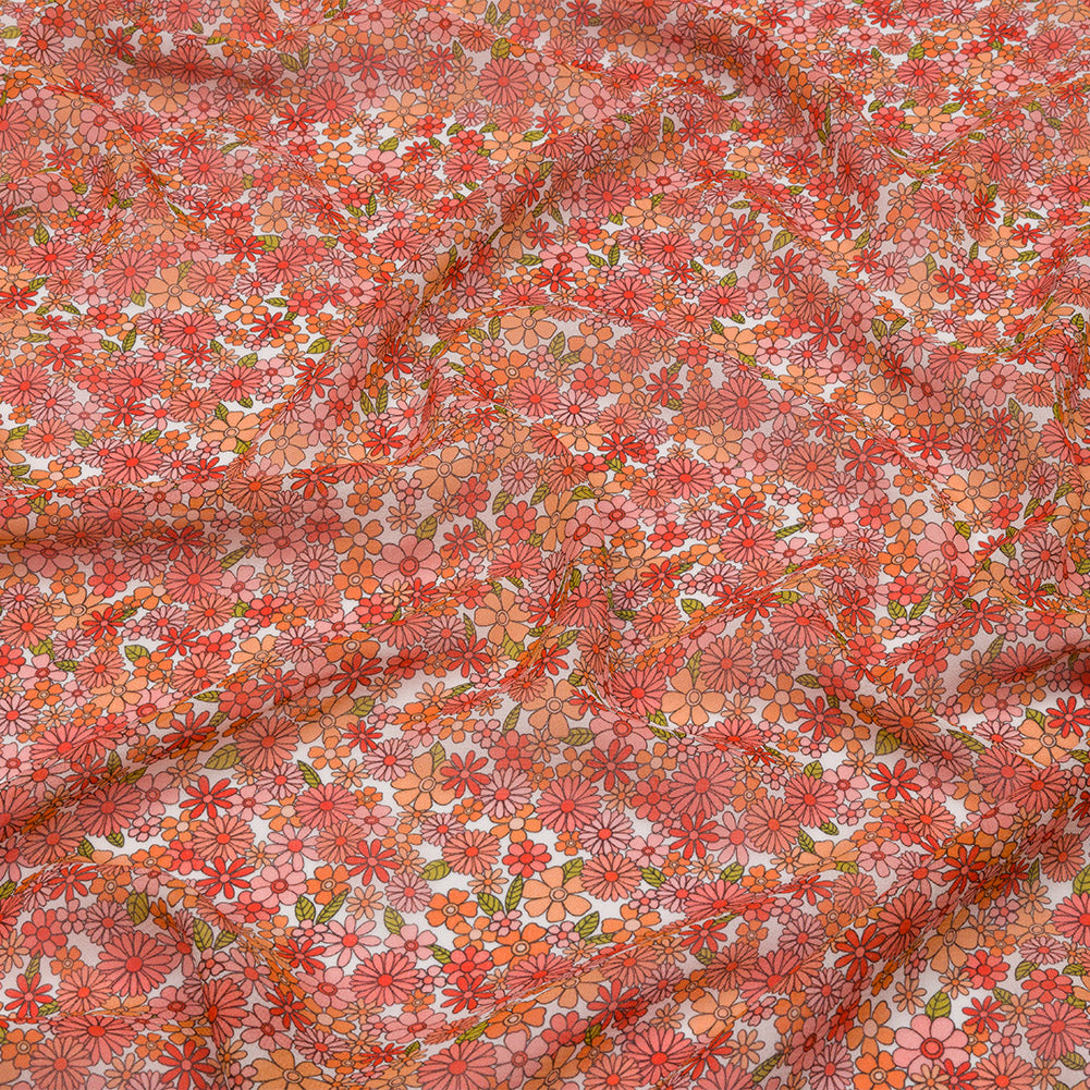 Viscose Georgette - Orange Floral - Strawberry Fields Print - Mood Exclusive Secret Garden Collection Viscose Georgette - Orange Floral - Strawberry Fields Print - Mood Exclusive Secret Garden Collection