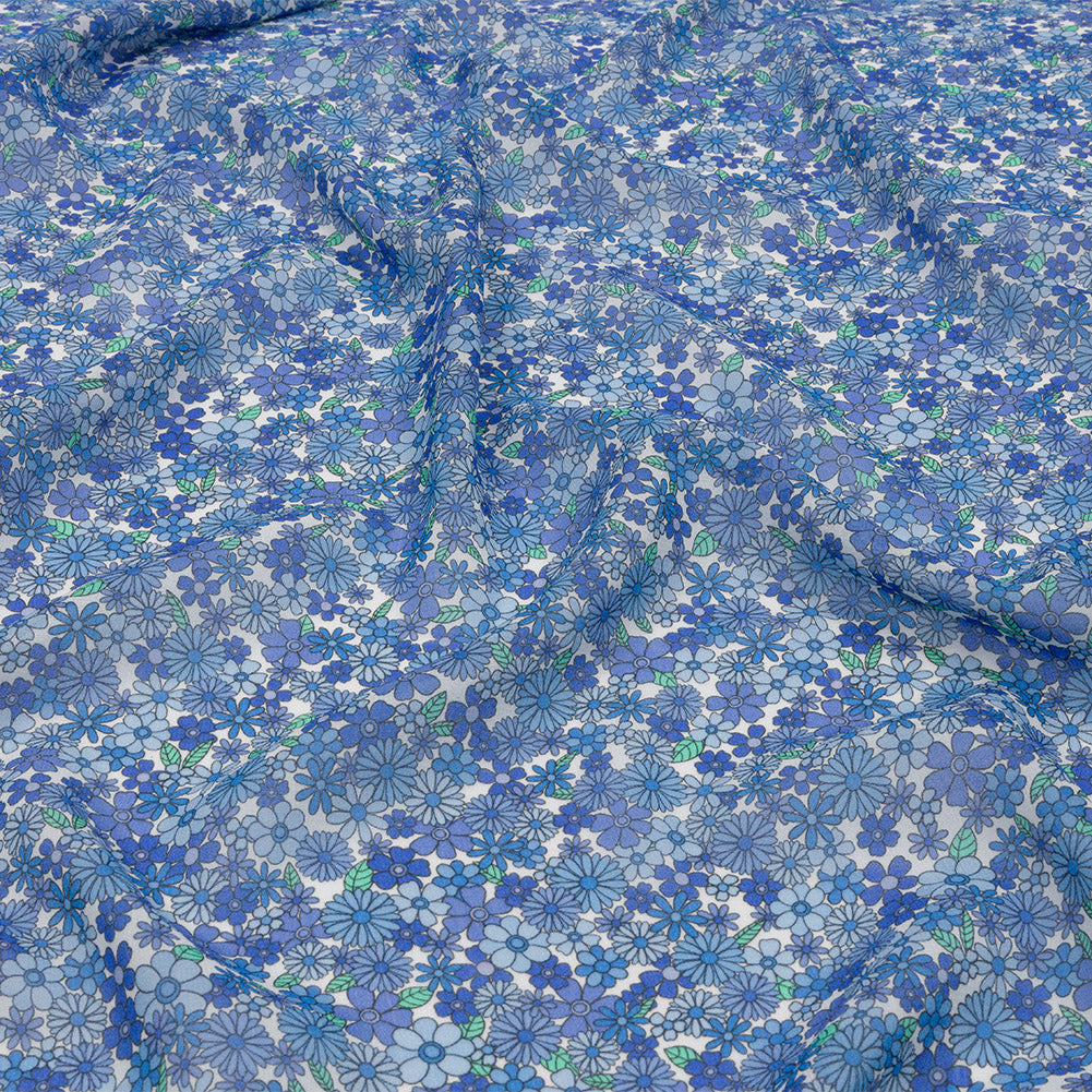 Viscose Georgette - Blue Floral - Strawberry Fields Print - Mood Exclusive Secret Garden Collection Viscose Georgette - Blue Floral - Strawberry Fields Print - Mood Exclusive Secret Garden Collection