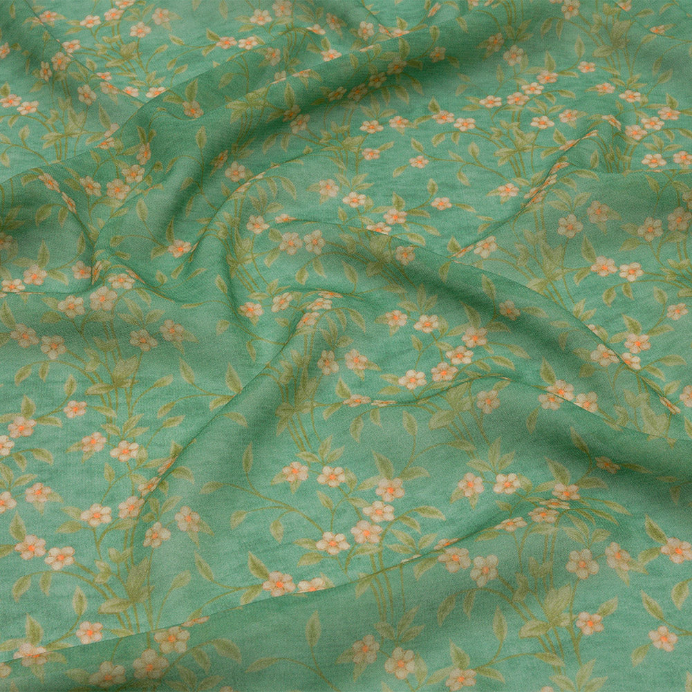 Viscose Georgette - Green and Cream Floral - Flora's Crown Print - Mood Exclusive Secret Garden Collection Viscose Georgette - Green and Cream Floral - Flora's Crown Print - Mood Exclusive Secret Garden Collection