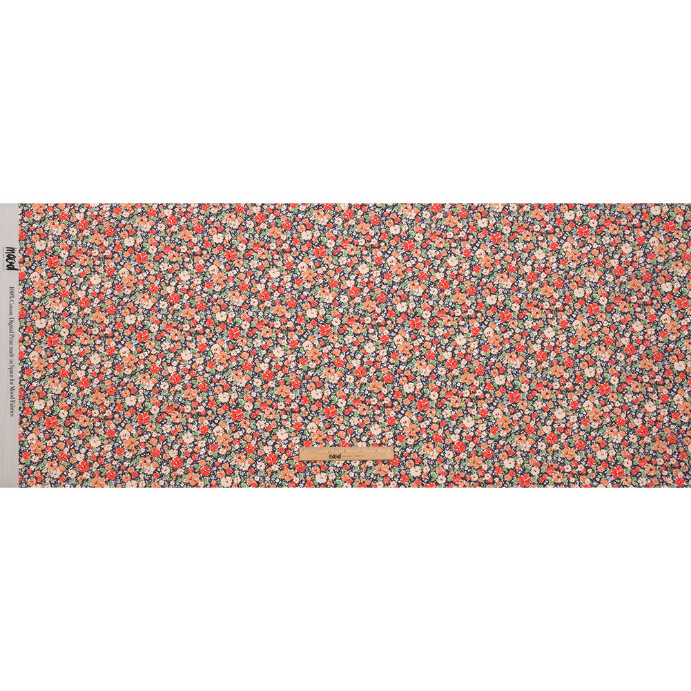 Cotton Poplin - Black and Peach Floral - Poppy Hypnosis Print - Mood Exclusive Secret Garden Collection - Full Cotton Poplin - Black and Peach Floral - Poppy Hypnosis Print - Mood Exclusive Secret Garden Collection - Full