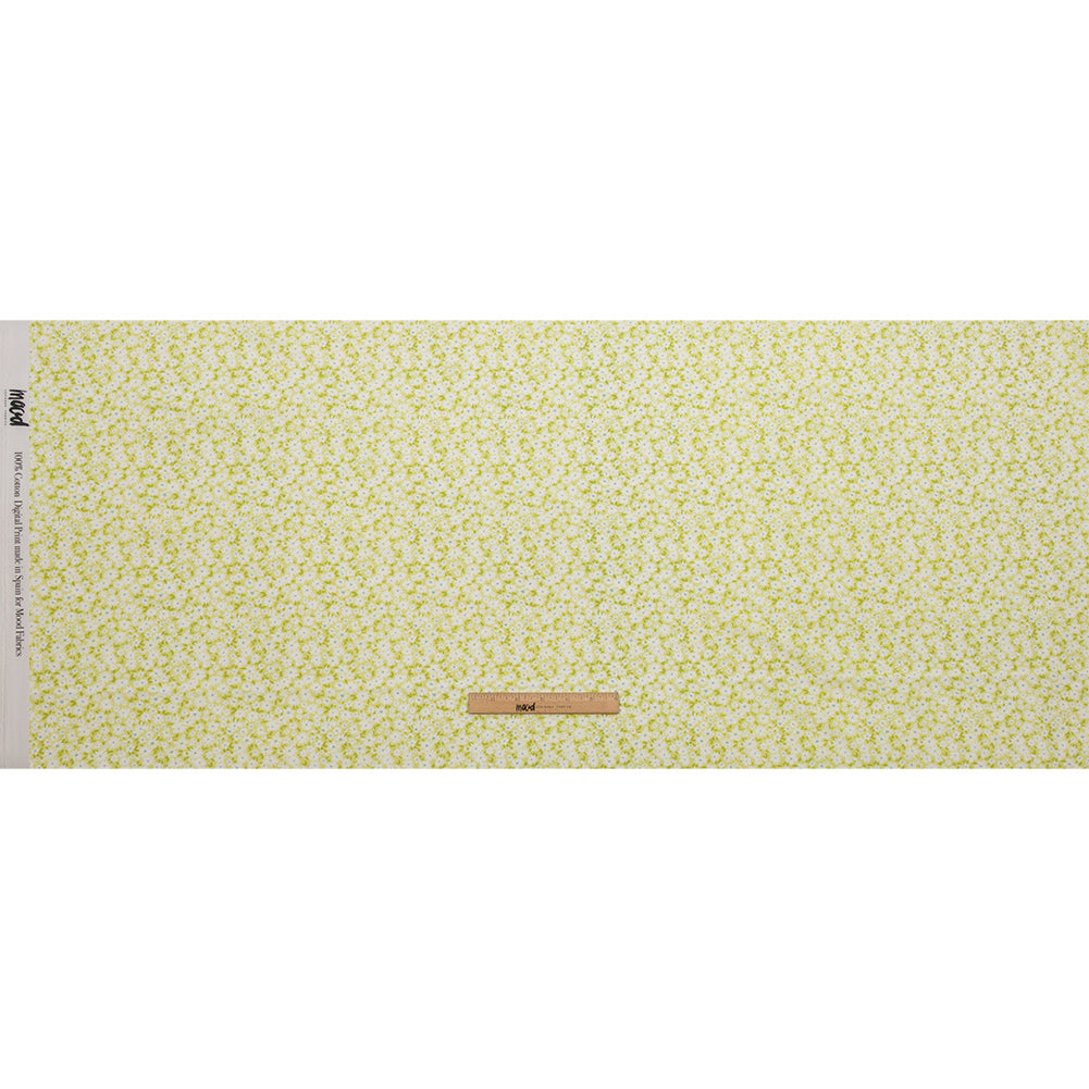 Cotton Poplin - Lime Green and White Floral - Sunday in the Park Print - Mood Exclusive Secret Garden Collection - Full Cotton Poplin - Lime Green and White Floral - Sunday in the Park Print - Mood Exclusive Secret Garden Collection - Full