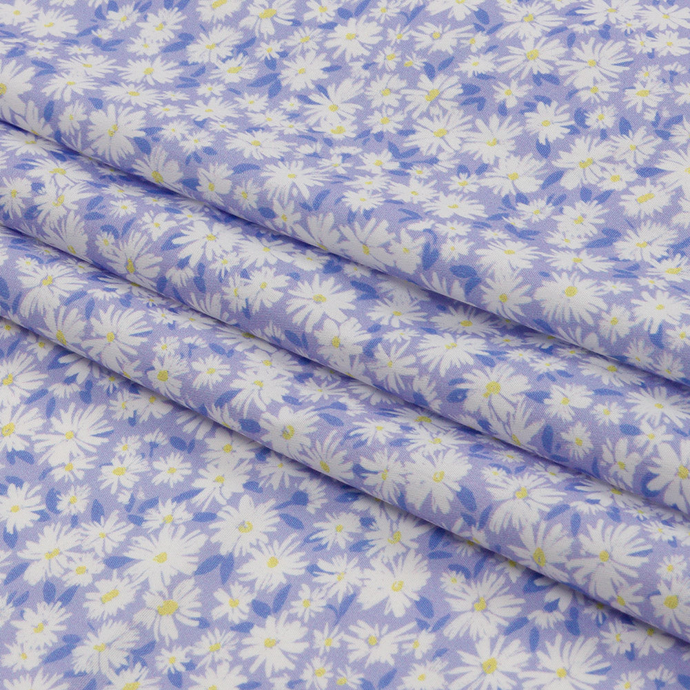 Cotton Poplin - Periwinkle and White Floral - Sunday in the Park Print - Mood Exclusive Secret Garden Collection - Folded Cotton Poplin - Periwinkle and White Floral - Sunday in the Park Print - Mood Exclusive Secret Garden Collection - Folded