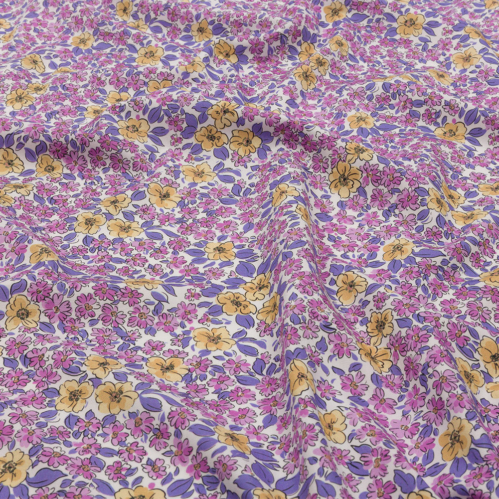 Cotton Poplin - Bigger Pink and Yellow Floral - Springtime Saunter Print - Mood Exclusive Secret Garden Collection Cotton Poplin - Bigger Pink and Yellow Floral - Springtime Saunter Print - Mood Exclusive Secret Garden Collection