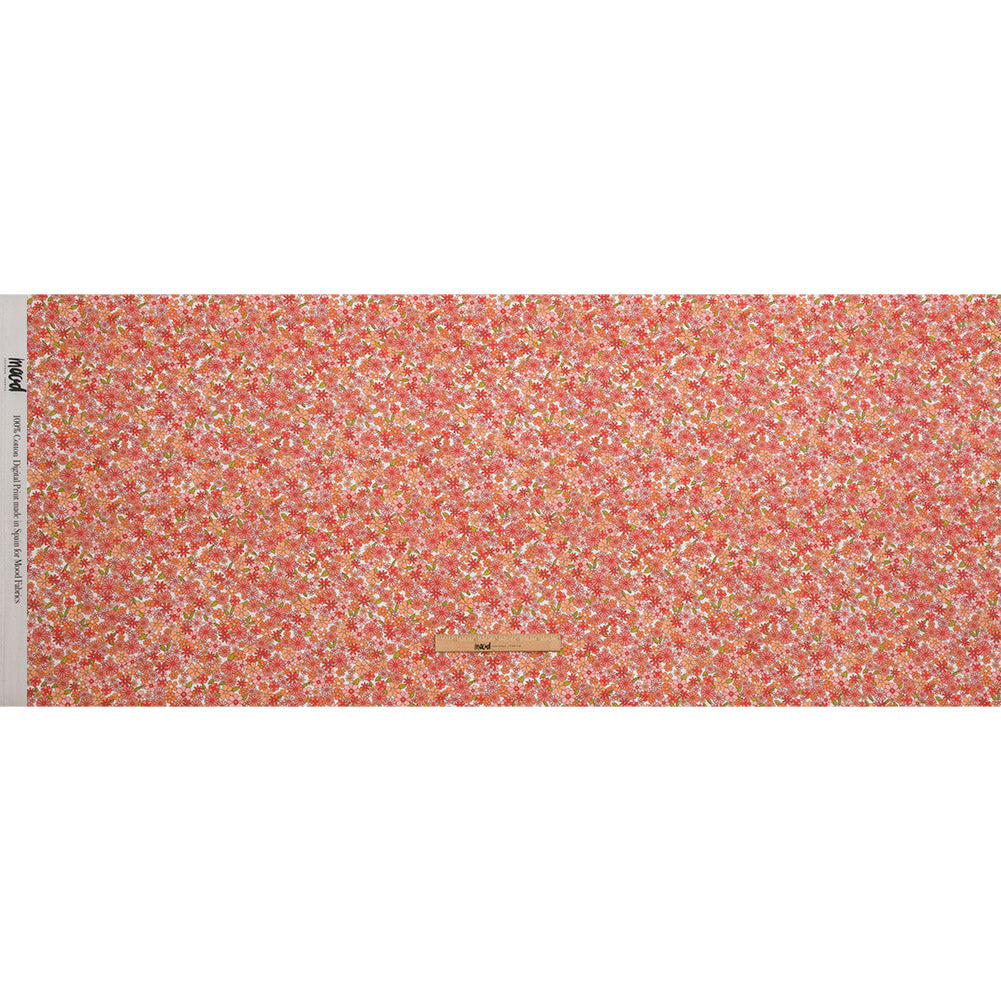 Cotton Poplin - Orange Floral - Strawberry Fields Print - Mood Exclusive Secret Garden Collection - Full Cotton Poplin - Orange Floral - Strawberry Fields Print - Mood Exclusive Secret Garden Collection - Full