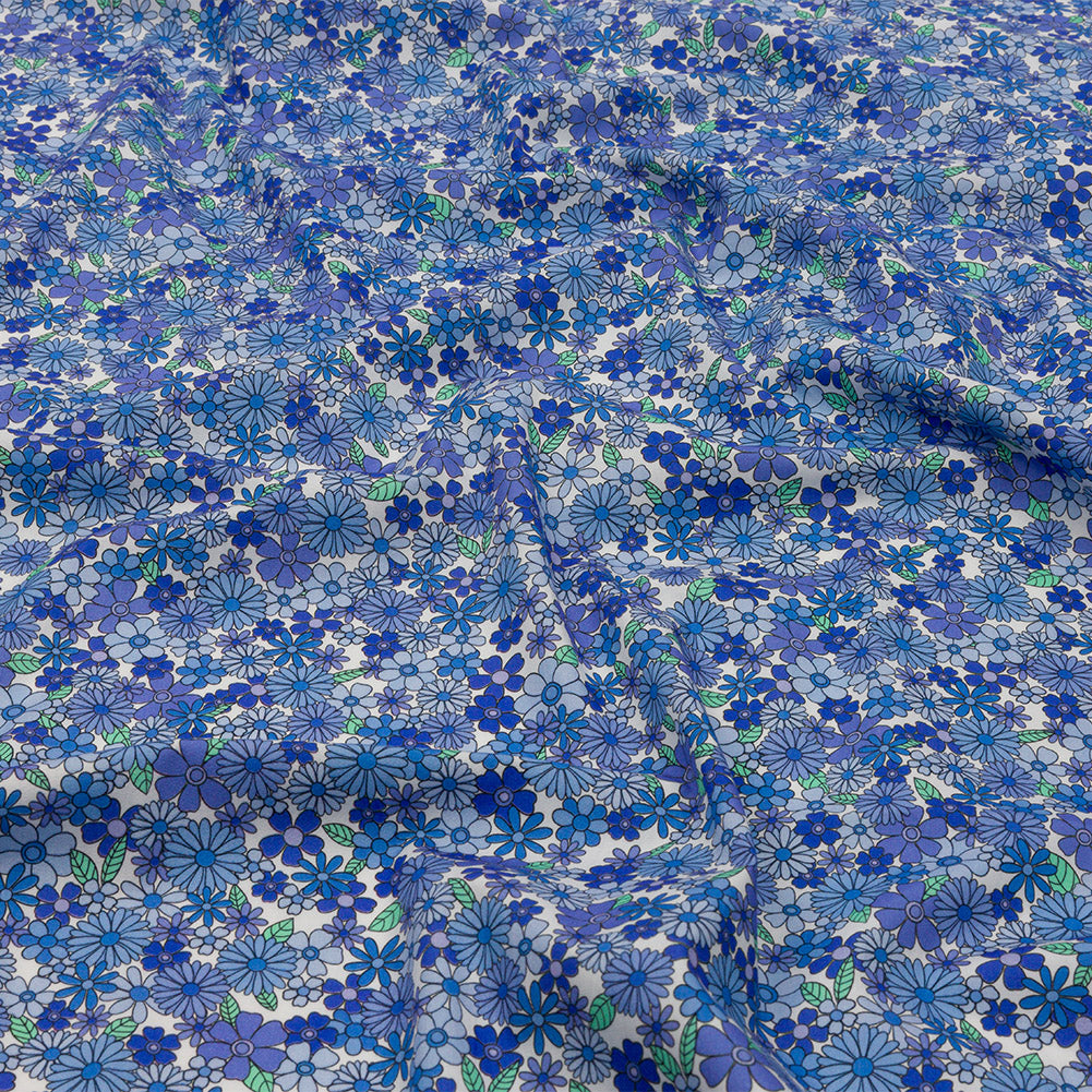 Cotton Poplin - Blue Floral - Strawberry Fields Print - Mood Exclusive Secret Garden Collection Cotton Poplin - Blue Floral - Strawberry Fields Print - Mood Exclusive Secret Garden Collection