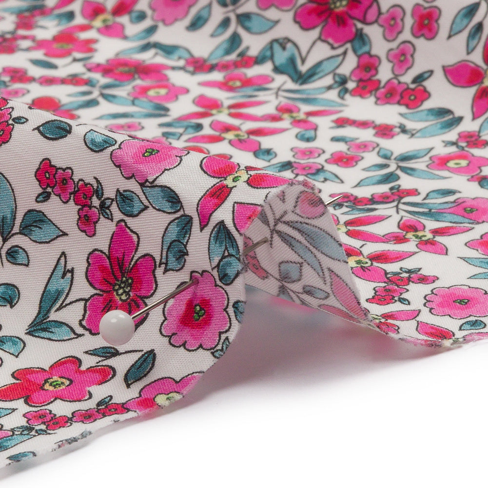 Cotton Poplin - Pink Floral - Botanical Stroll Print - Mood Exclusive Secret Garden Collection - Detail Cotton Poplin - Pink Floral - Botanical Stroll Print - Mood Exclusive Secret Garden Collection - Detail