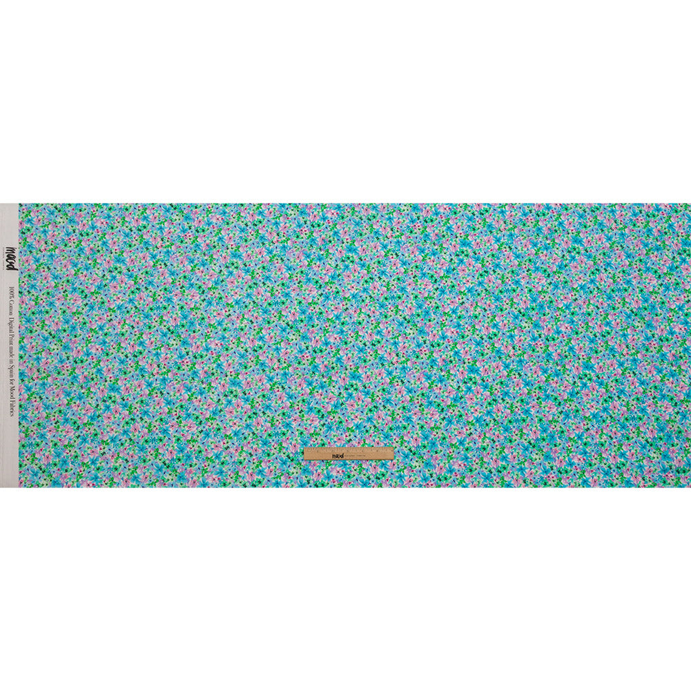 Cotton Voile - Blue and Purple Floral - Isola Bella Print - Mood Exclusive Secret Garden Collection - Full Cotton Voile - Blue and Purple Floral - Isola Bella Print - Mood Exclusive Secret Garden Collection - Full