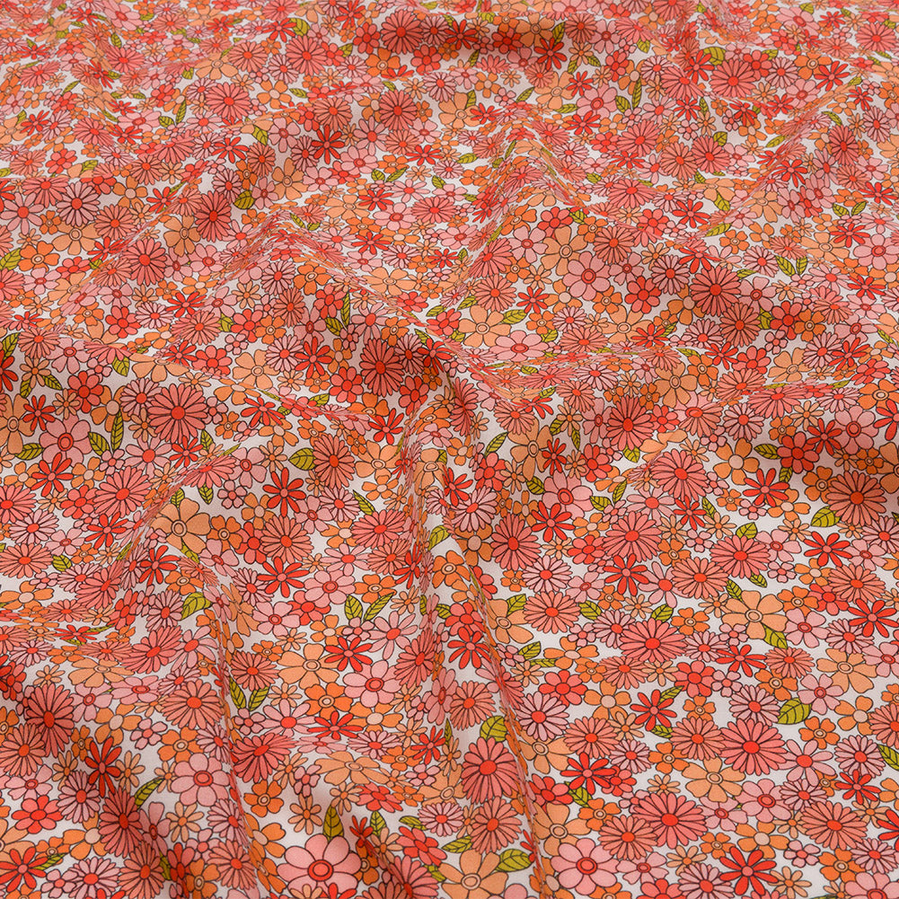 Cotton Voile - Orange Floral - Strawberry Fields Print - Mood Exclusive Secret Garden Collection Cotton Voile - Orange Floral - Strawberry Fields Print - Mood Exclusive Secret Garden Collection