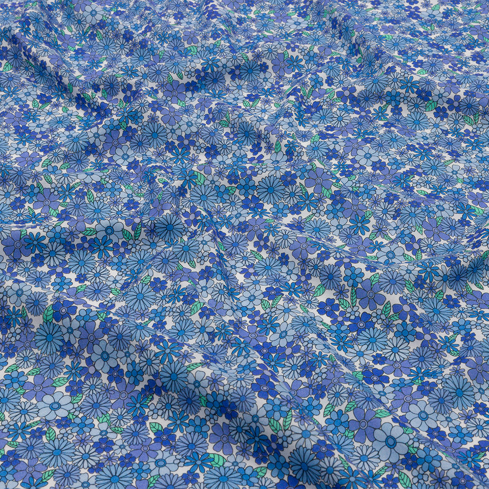 Cotton Voile - Blue Floral - Strawberry Fields Print - Mood Exclusive Secret Garden Collection Cotton Voile - Blue Floral - Strawberry Fields Print - Mood Exclusive Secret Garden Collection