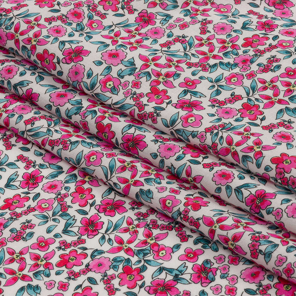 Cotton Voile - Pink Floral - Botanical Stroll Print - Mood Exclusive Secret Garden Collection - Folded Cotton Voile - Pink Floral - Botanical Stroll Print - Mood Exclusive Secret Garden Collection - Folded