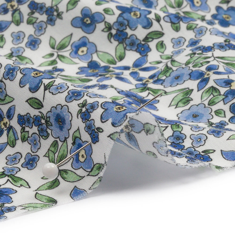 Cotton Voile - Blue Floral - Botanical Stroll Print - Mood Exclusive Secret Garden Collection - Detail Cotton Voile - Blue Floral - Botanical Stroll Print - Mood Exclusive Secret Garden Collection - Detail