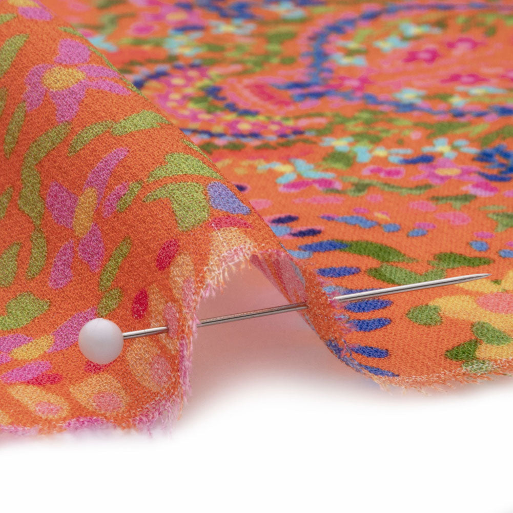 Viscose Georgette - Orange Paisley - Amsterdam Market Print - Mood Exclusive Gisele Collection - Detail Viscose Georgette - Orange Paisley - Amsterdam Market Print - Mood Exclusive Gisele Collection - Detail