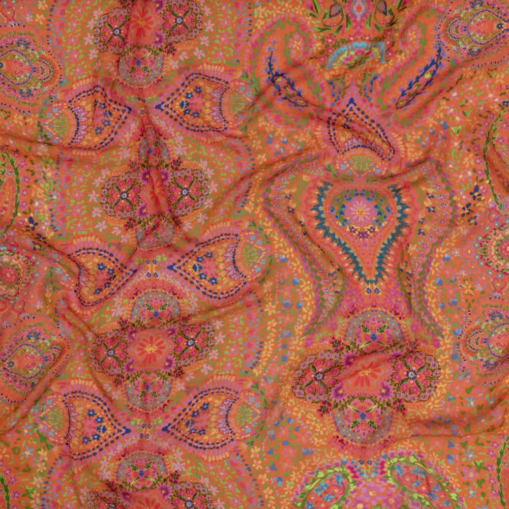 Viscose Georgette - Orange Paisley - Amsterdam Market Print - Mood Exclusive Gisele Collection Viscose Georgette - Orange Paisley - Amsterdam Market Print - Mood Exclusive Gisele Collection